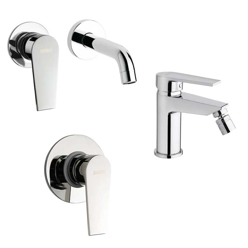 Set di rubinetti da bagno Lavabo Incasso, Bidet con scarico e Doccia Incasso finitura cromata collezione LOGOS+ di Mamoli Rubinetterie by CeramicStore | Lo specialista del tuo bagno