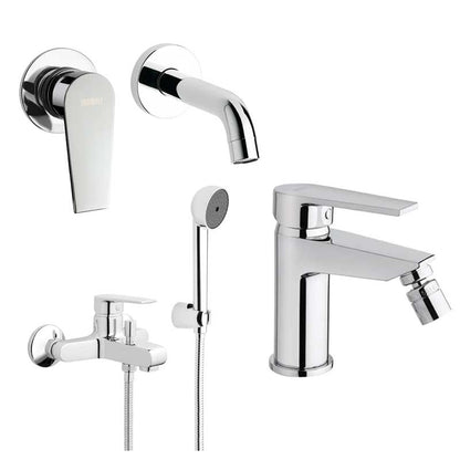 Set di rubinetti da bagno Lavabo Incasso, Bidet con scarico e Vasca con set Doccia finitura cromata collezione LOGOS+ di Mamoli Rubinetterie by CeramicStore | Lo specialista del tuo bagno