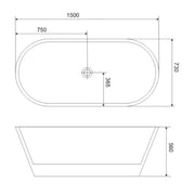 Vasca da bagno Freestanding in acrilico modello Ancona da 150 cm - Bianco by CeramicStore | Lo specialista del tuo bagno