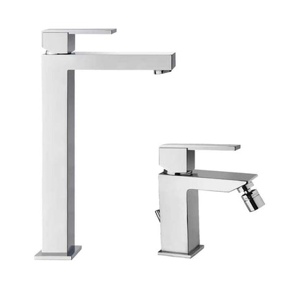 Set di miscelatori Lavabo Alto e Bidet in ottone Cromo collezione Feel di Mamoli Rubinetterie by CeramicStore | Lo specialista del tuo bagno