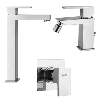 Set di miscelatori Lavabo Alto, Bidet e Doccia incasso in ottone Cromo collezione Feel di Mamoli Rubinetterie by CeramicStore | Lo specialista del tuo bagno