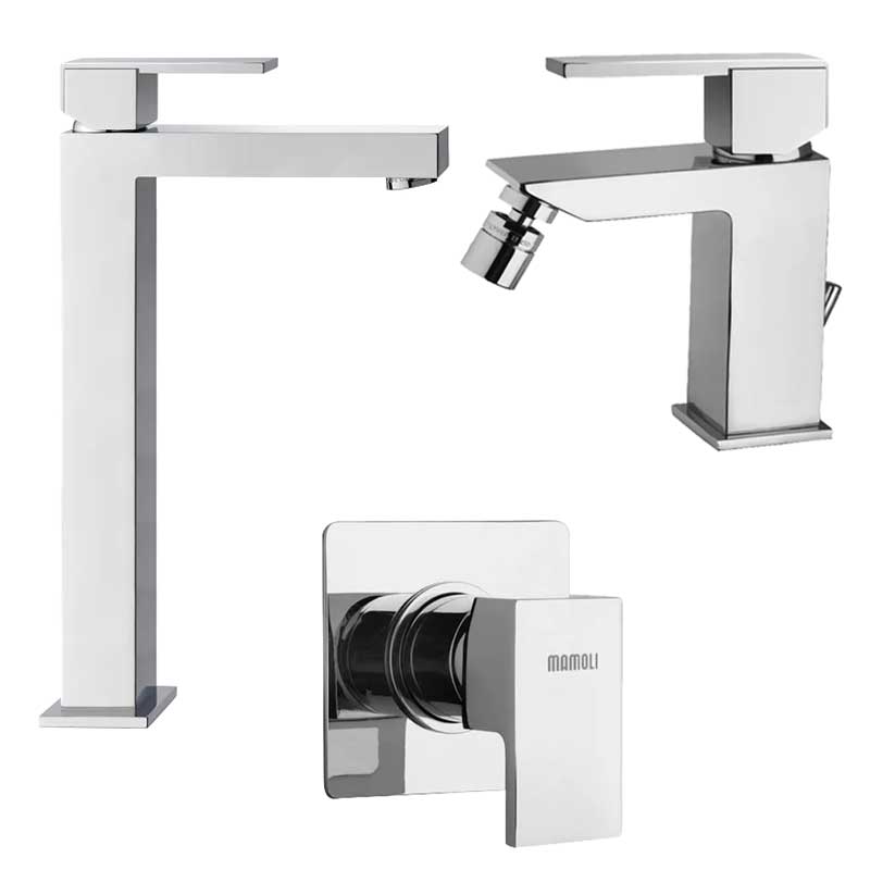 Set di miscelatori Lavabo Alto, Bidet e Doccia incasso in ottone Cromo collezione Feel di Mamoli Rubinetterie by CeramicStore | Lo specialista del tuo bagno