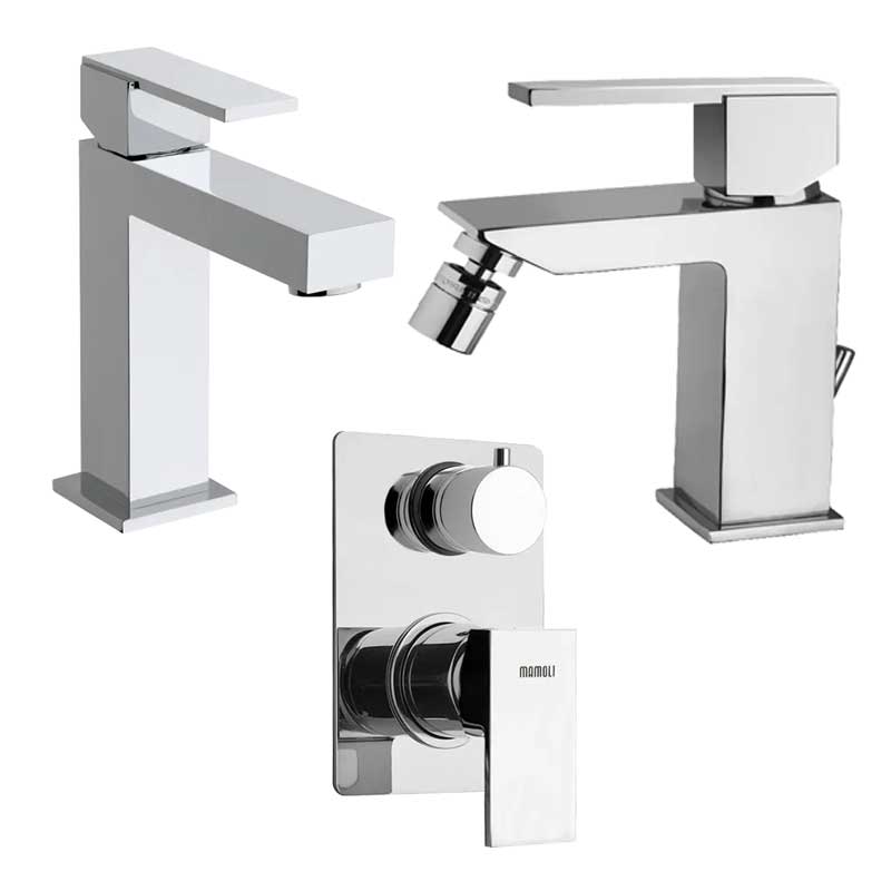 Set di miscelatori Lavabo, Bidet e Doccia incasso con Deviatore in ottone Cromo collezione Feel di Mamoli Rubinetterie by CeramicStore | Lo specialista del tuo bagno