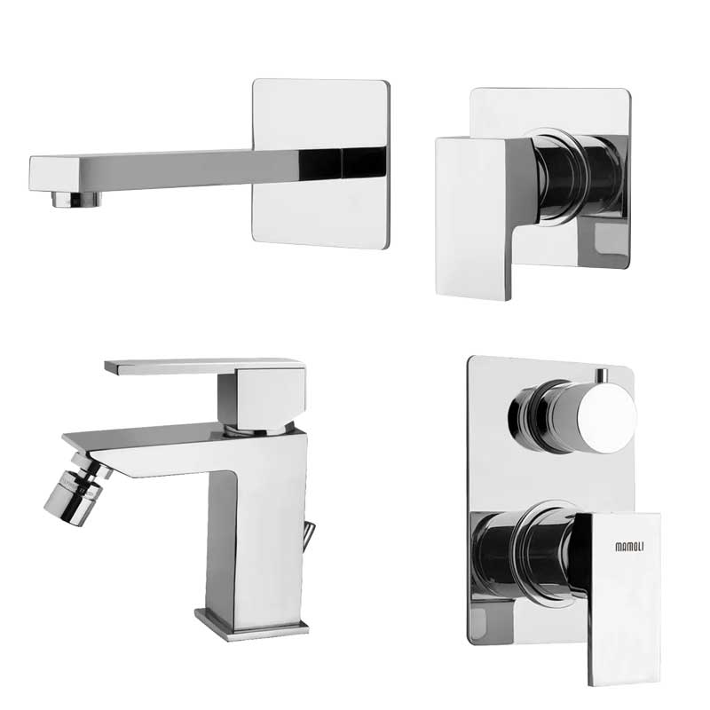 Set di miscelatori Lavabo Incasso, Bidet e Doccia incasso con Deviatore in ottone Cromo collezione Feel di Mamoli Rubinetterie by CeramicStore | Lo specialista del tuo bagno