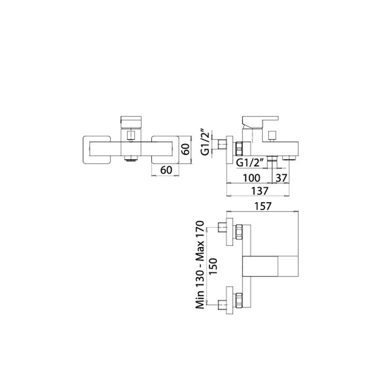 Set di miscelatori Lavabo, Bidet e Vasca con set Doccia in ottone Cromo collezione Feel di Mamoli Rubinetterie by CeramicStore | Lo specialista del tuo bagno
