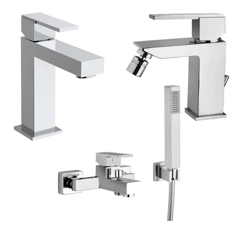 Set di miscelatori Lavabo, Bidet e Vasca con set Doccia in ottone Cromo collezione Feel di Mamoli Rubinetterie by CeramicStore | Lo specialista del tuo bagno