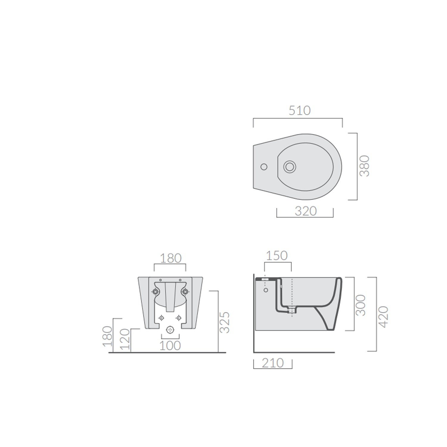 Bidet sospeso 51x38 cm serie Xes Ceramica Galassia
