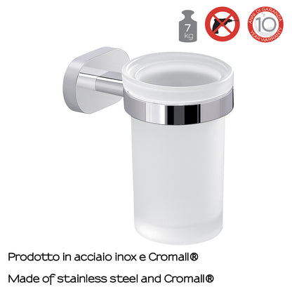Portaspazzolini a parete Gedy Bernina in vetro e acciaio cromato by CeramicStore | Lo specialista del tuo bagno