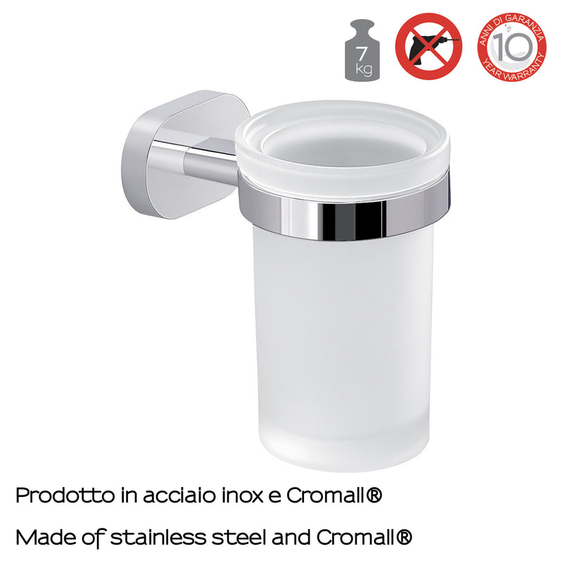 Portaspazzolini a parete Gedy Bernina in vetro e acciaio cromato by CeramicStore | Lo specialista del tuo bagno