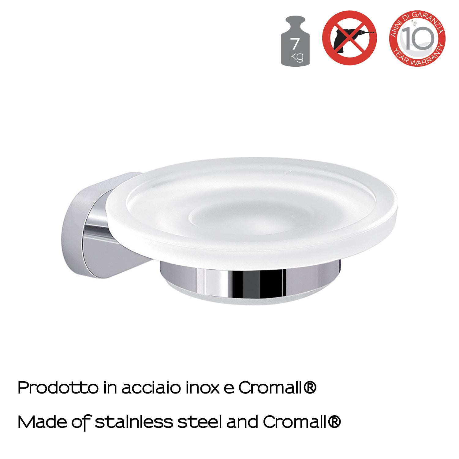 Portasapone a parete Gedy Bernina in vetro e acciaio inox cromato by CeramicStore | Lo specialista del tuo bagno
