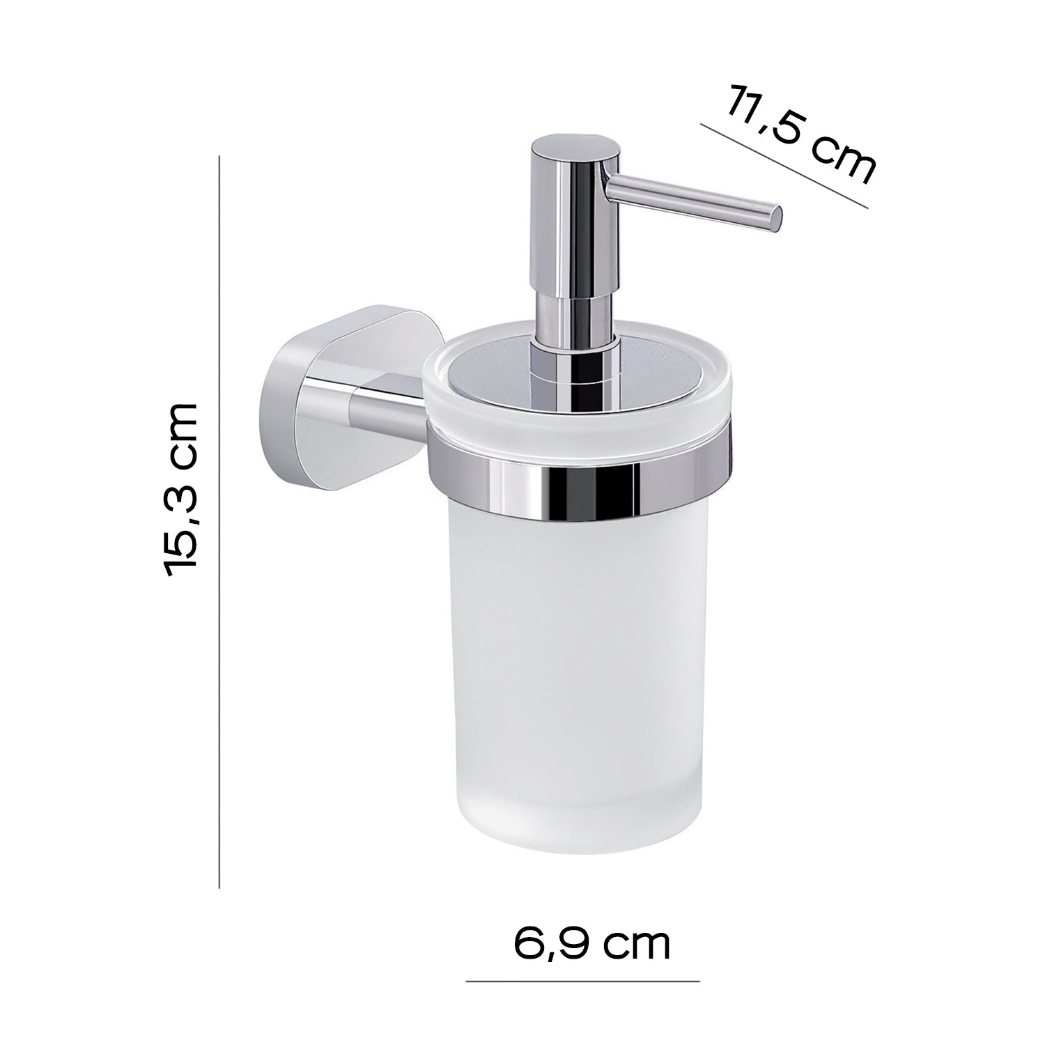 Dosasapone a parete Gedy Bernina vetro e acciaio inox. Erogatore in plastica cromata by CeramicStore | Lo specialista del tuo bagno