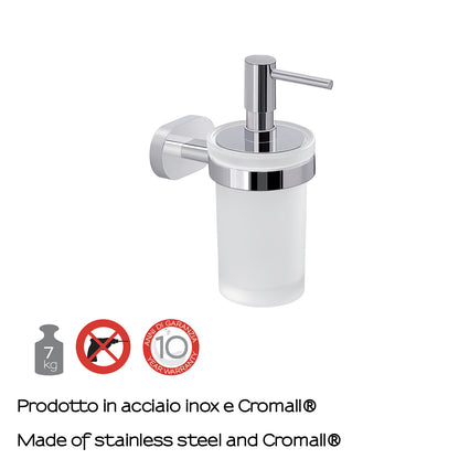 Dosasapone a parete Gedy Bernina vetro e acciaio inox. Erogatore in plastica cromata by CeramicStore | Lo specialista del tuo bagno