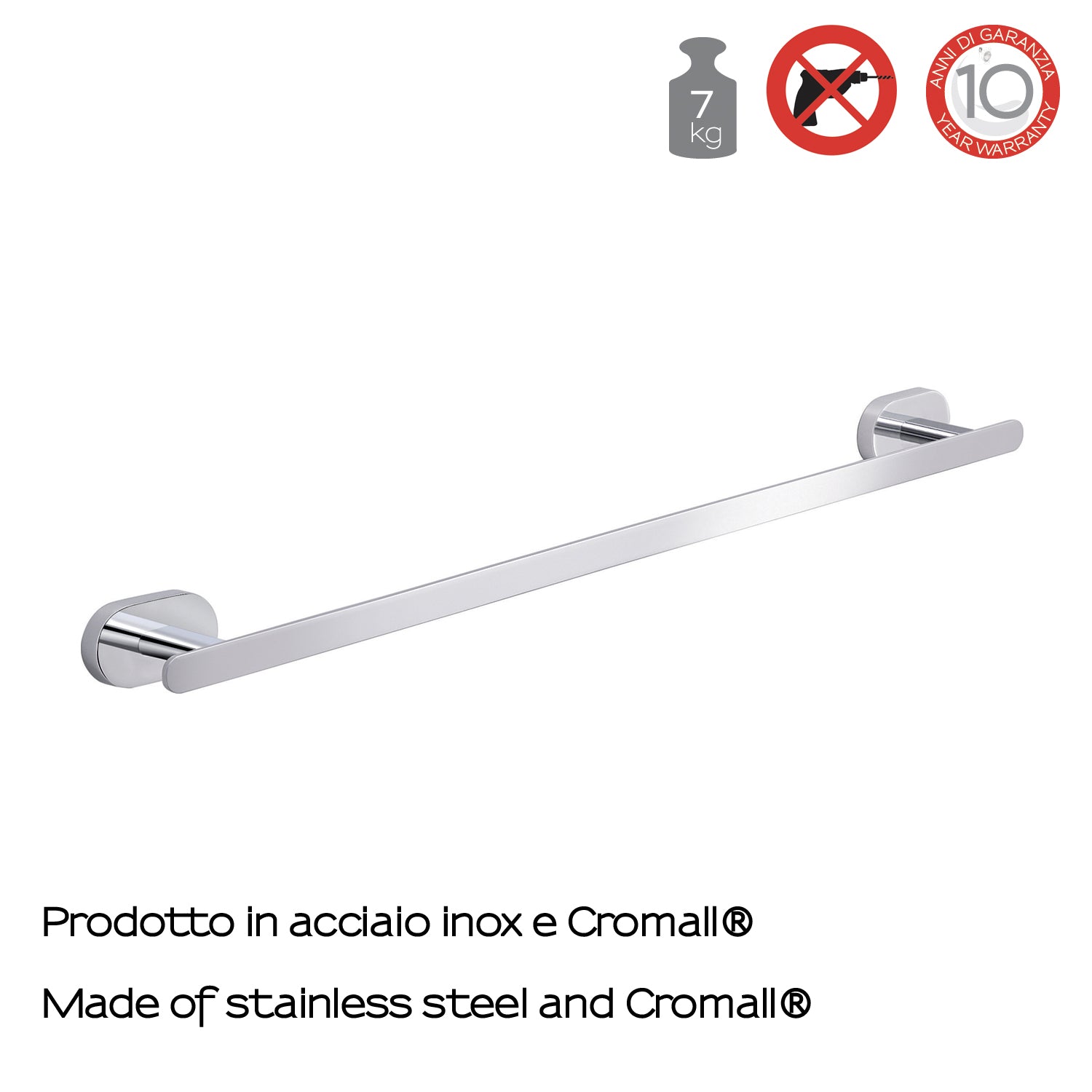 Portasalviette a parete Gedy Bernina cm 45 in acciaio inox cromato by CeramicStore | Lo specialista del tuo bagno