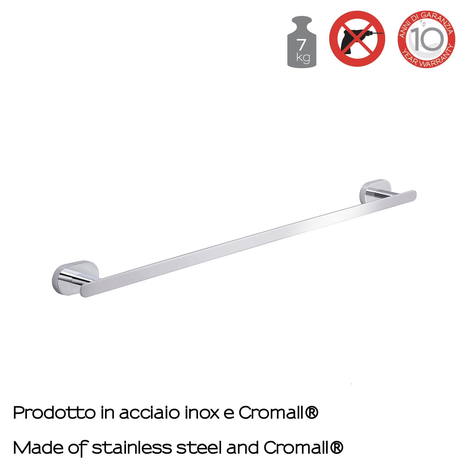 Portasalviette a parete Gedy Bernina cm 60 in acciaio inox cromato by CeramicStore | Lo specialista del tuo bagno