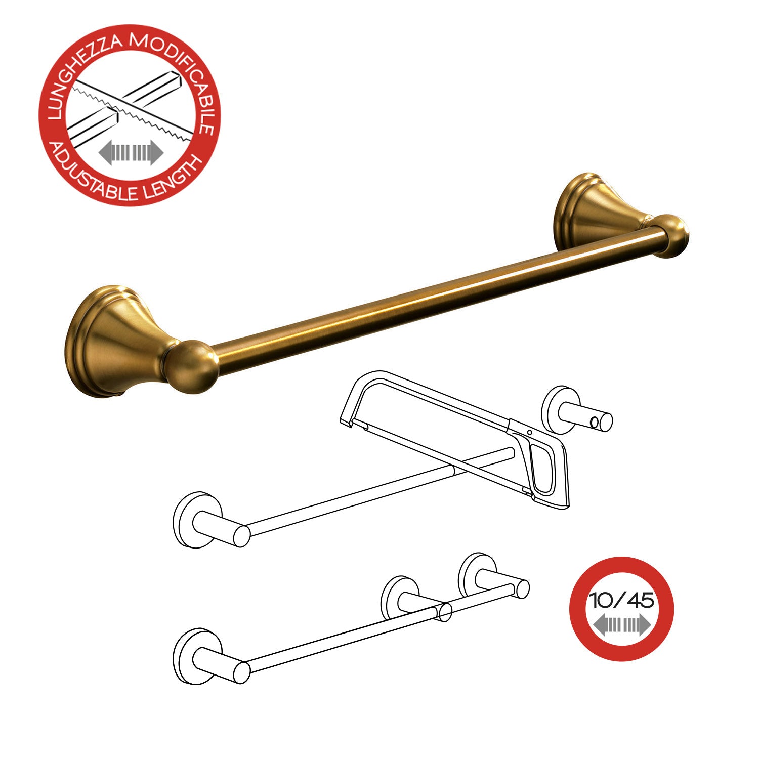 Portasalviette 45 cm a parete di Gedy serie Romance - Bronzo by CeramicStore | Lo specialista del tuo bagno