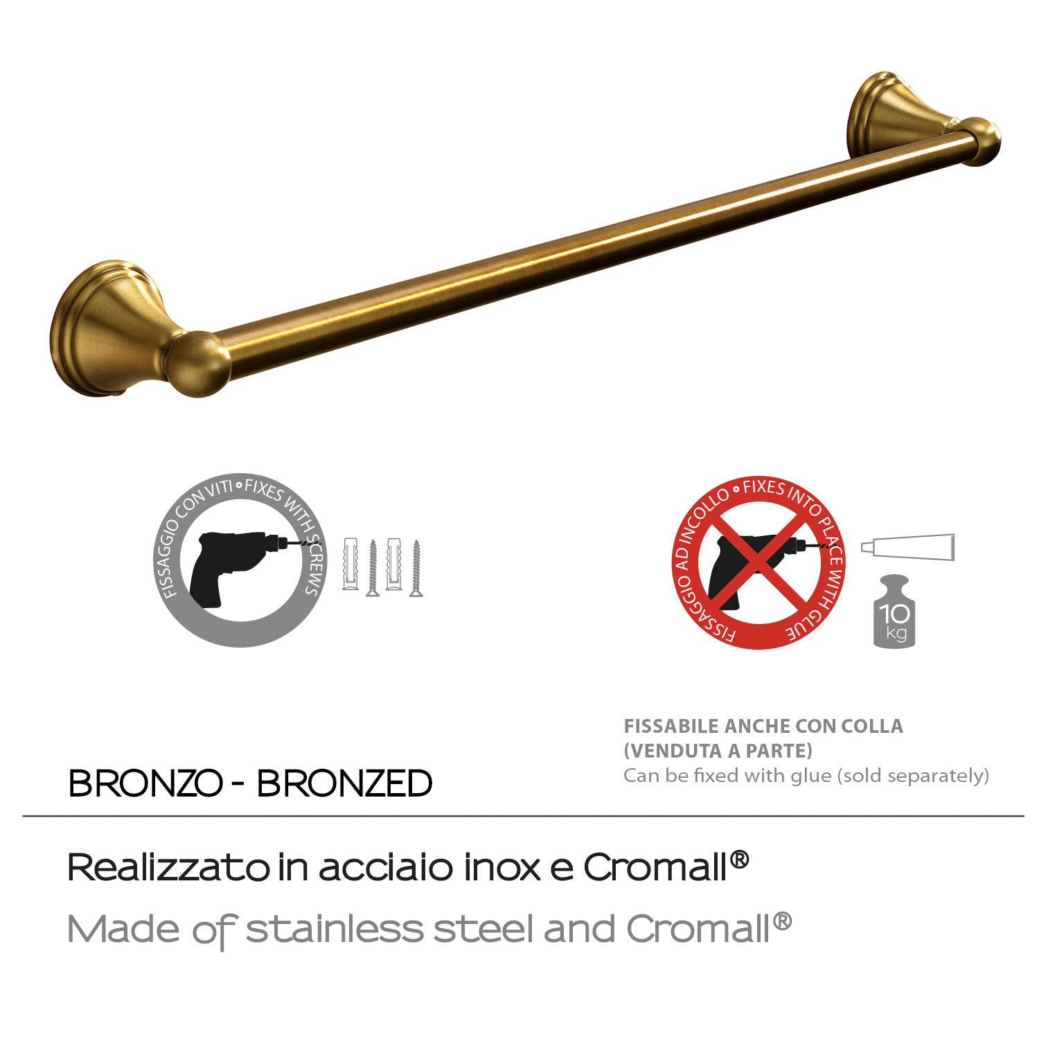 Portasalviette 60 cm a parete di Gedy serie Romance - Bronzo by CeramicStore | Lo specialista del tuo bagno