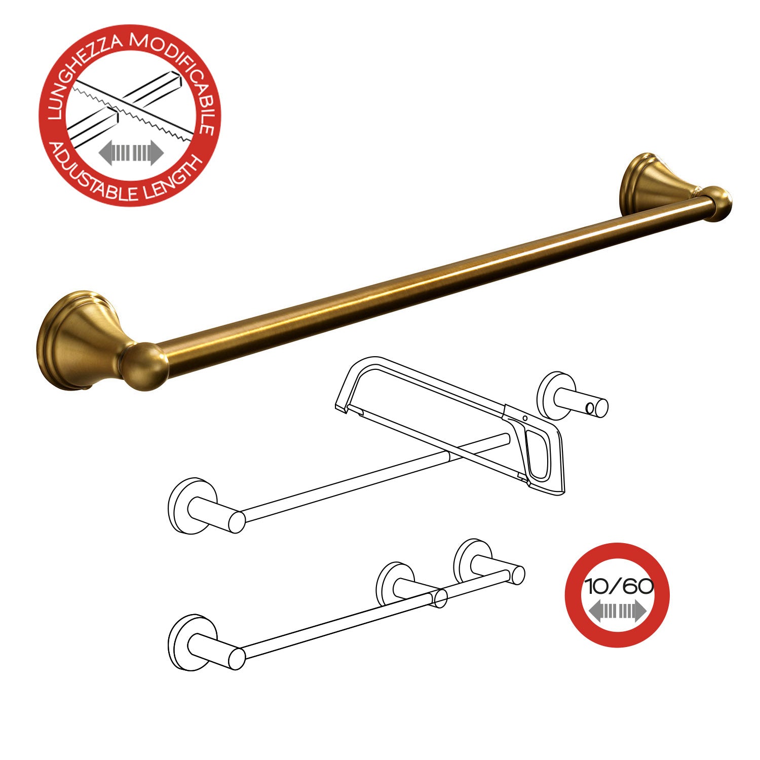 Portasalviette 60 cm a parete di Gedy serie Romance - Bronzo by CeramicStore | Lo specialista del tuo bagno
