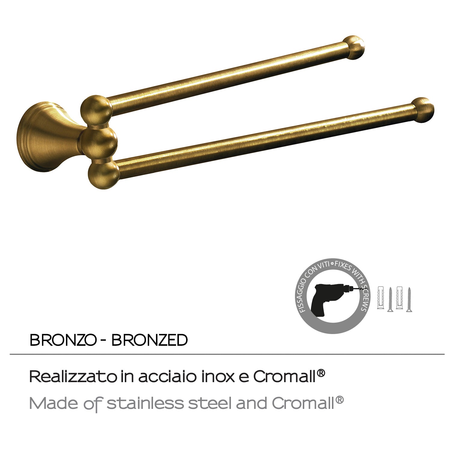 Porta asciugamani a snodo con installazione a parete di Gedy serie Romance - Bronzo by CeramicStore | Lo specialista del tuo bagno