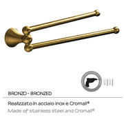 Porta asciugamani a snodo con installazione a parete di Gedy serie Romance - Bronzo by CeramicStore | Lo specialista del tuo bagno