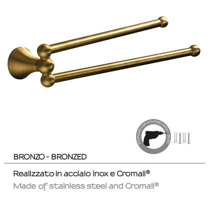 Porta asciugamani a snodo con installazione a parete di Gedy serie Romance - Bronzo by CeramicStore | Lo specialista del tuo bagno