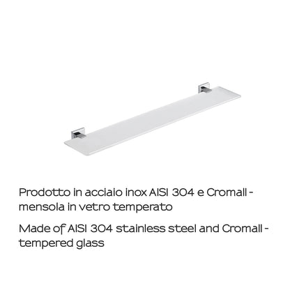 Mensola 57 cm in vetro temperato Colorado di Gedy - Cromato