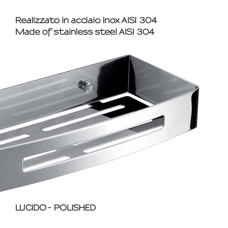 Portaoggetti rettangolare doccia Nerva di Gedy in Acciaio Inox - Lucido by CeramicStore | Lo specialista del tuo bagno