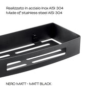 Portaoggetti rettangolare doccia Nerva di Gedy in Acciaio Inox - Nero Matt by CeramicStore | Lo specialista del tuo bagno