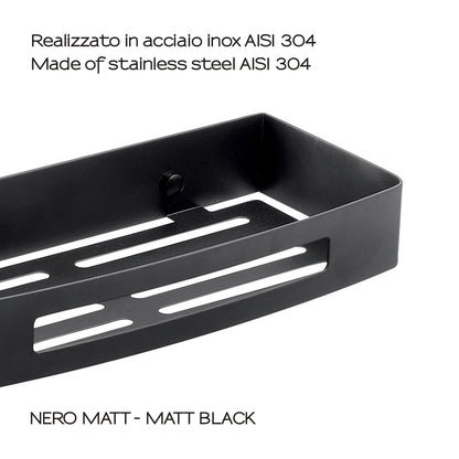 Portaoggetti rettangolare doccia Nerva di Gedy in Acciaio Inox - Nero Matt by CeramicStore | Lo specialista del tuo bagno