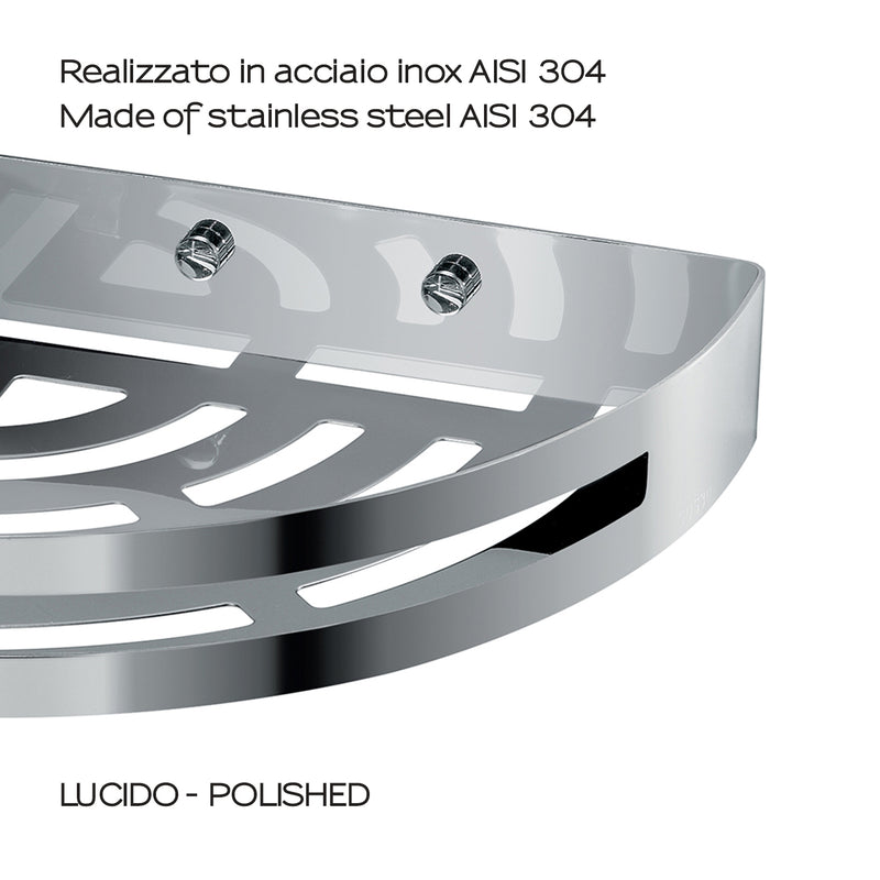 Portaoggetti doccia angolare Nerva di Gedy in Acciaio Inox - Lucido by CeramicStore | Lo specialista del tuo bagno