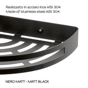 Portaoggetti doccia angolare Nerva di Gedy in Acciaio Inox - Nero Matt by CeramicStore | Lo specialista del tuo bagno