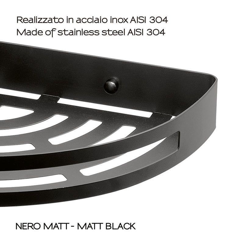 Portaoggetti doccia angolare Nerva di Gedy in Acciaio Inox - Nero Matt by CeramicStore | Lo specialista del tuo bagno