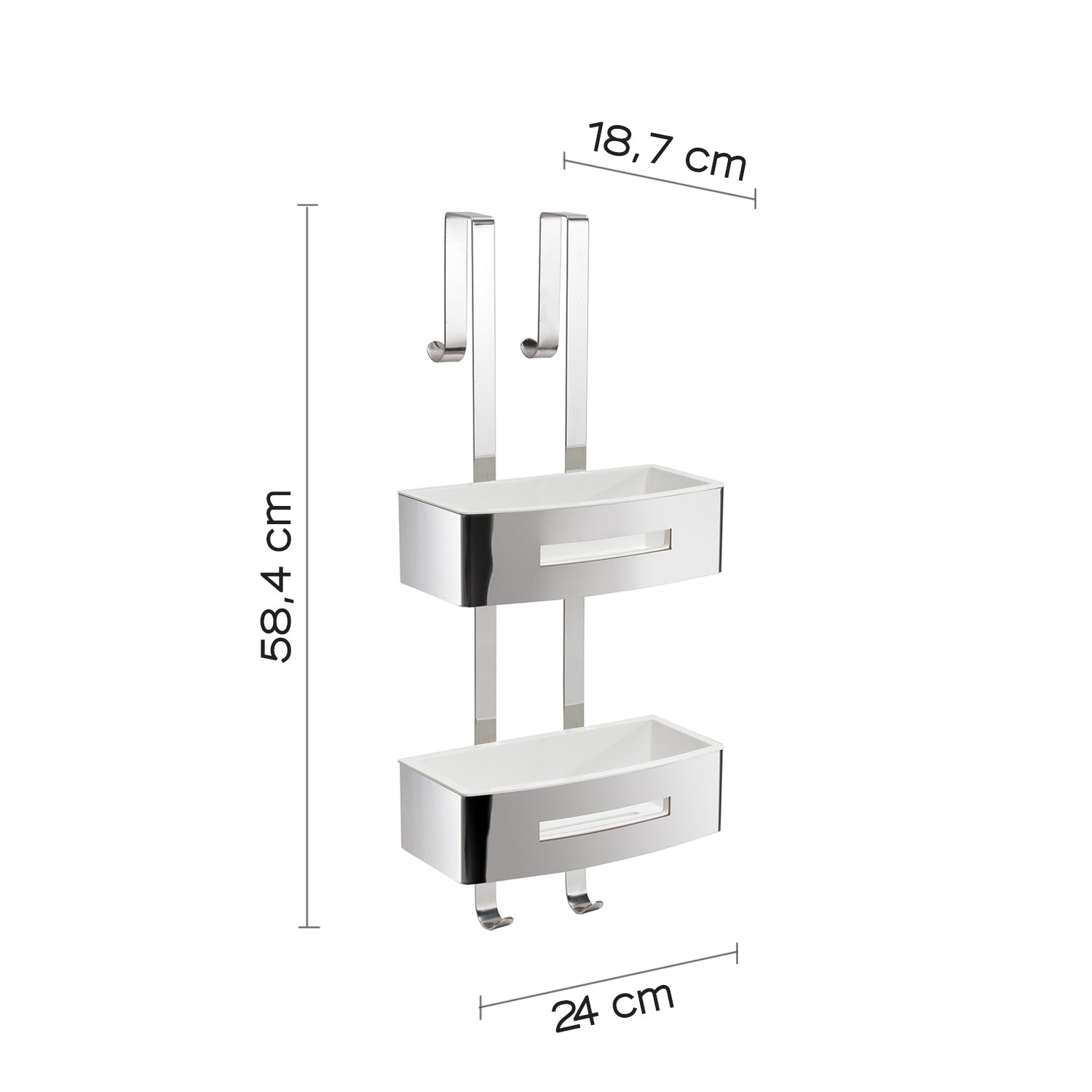 Portaoggetti doccia appendibile a 2 ripiani modello Poseidon di Gedy - Bianco by CeramicStore | Lo specialista del tuo bagno