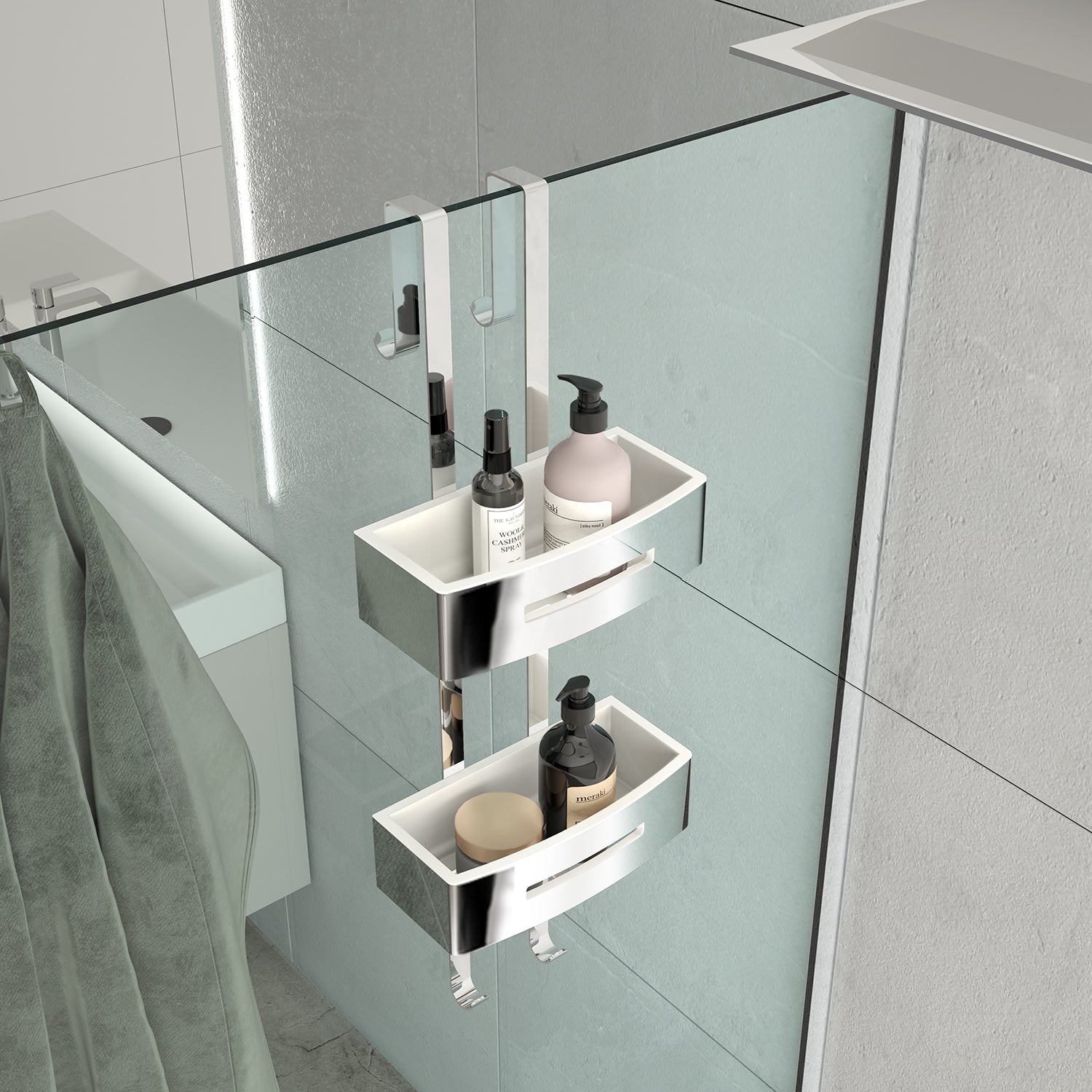 Portaoggetti doccia appendibile a 2 ripiani modello Poseidon di Gedy - Bianco by CeramicStore | Lo specialista del tuo bagno