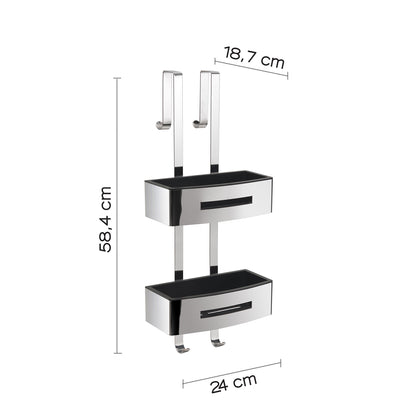 Portaoggetti doccia appendibile a 2 ripiani modello Poseidon di Gedy - Nero lucido by CeramicStore | Lo specialista del tuo bagno
