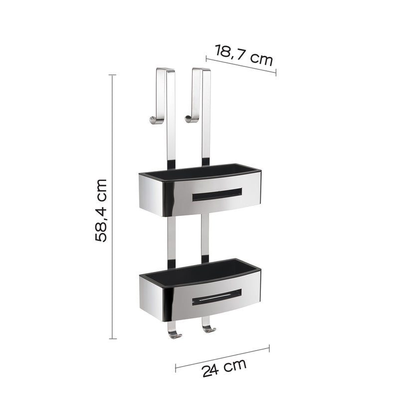 Portaoggetti doccia appendibile a 2 ripiani modello Poseidon di Gedy - Nero lucido by CeramicStore | Lo specialista del tuo bagno