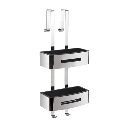 Portaoggetti doccia appendibile a 2 ripiani modello Poseidon di Gedy - Nero lucido by CeramicStore | Lo specialista del tuo bagno
