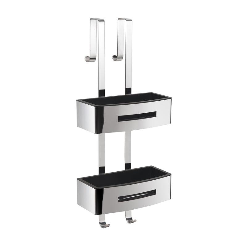 Portaoggetti doccia appendibile a 2 ripiani modello Poseidon di Gedy - Nero lucido by CeramicStore | Lo specialista del tuo bagno