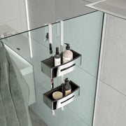Portaoggetti doccia appendibile a 2 ripiani modello Poseidon di Gedy - Nero lucido by CeramicStore | Lo specialista del tuo bagno
