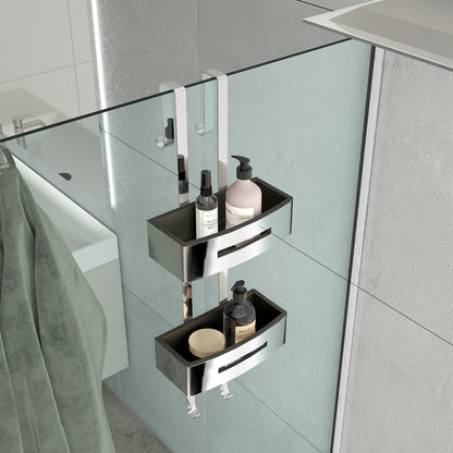 Portaoggetti doccia appendibile a 2 ripiani modello Poseidon di Gedy - Nero lucido by CeramicStore | Lo specialista del tuo bagno