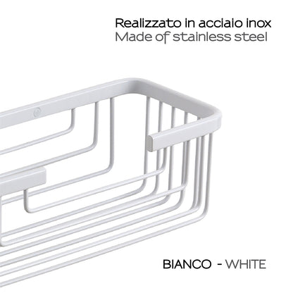 Portaoggetti doccia rettangolare alto modello Augustus di Gedy - Bianco by CeramicStore | Lo specialista del tuo bagno