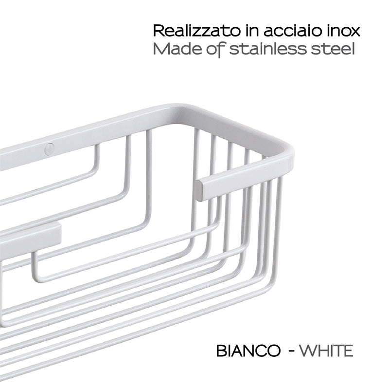Portaoggetti doccia rettangolare alto modello Augustus di Gedy - Bianco by CeramicStore | Lo specialista del tuo bagno
