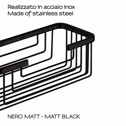 Portaoggetti doccia rettangolare alto modello Augustus di Gedy - Nero Matt by CeramicStore | Lo specialista del tuo bagno