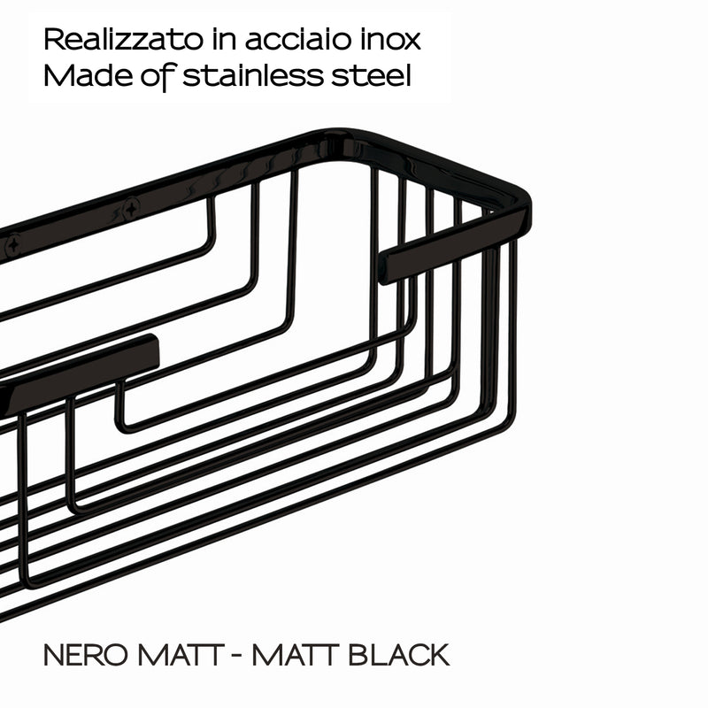 Portaoggetti doccia rettangolare alto modello Augustus di Gedy - Nero Matt by CeramicStore | Lo specialista del tuo bagno