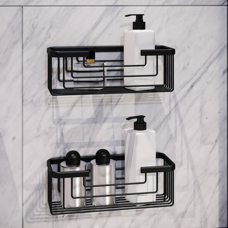 Portaoggetti doccia rettangolare alto modello Augustus di Gedy - Nero Matt by CeramicStore | Lo specialista del tuo bagno