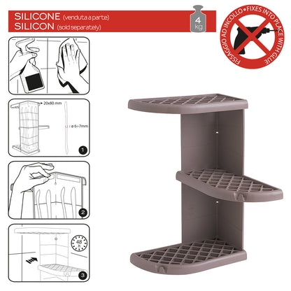 Portaoggetti doccia angolare modello Oscar di Gedy - Tortora by CeramicStore | Lo specialista del tuo bagno
