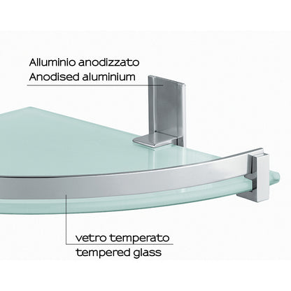 Portasapone e oggetti per doccia Gedy Cloud, alluminio e vetro temperato cm 26x5,8x26 by CeramicStore | Lo specialista del tuo bagno