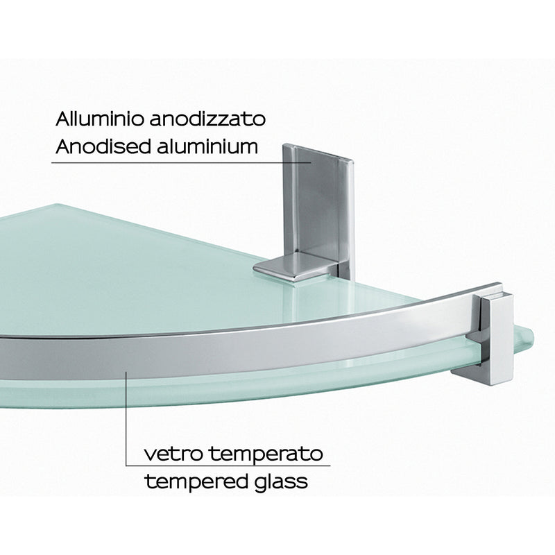 Portasapone e oggetti per doccia Gedy Cloud, alluminio e vetro temperato cm 26x5,8x26 by CeramicStore | Lo specialista del tuo bagno