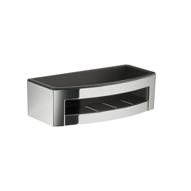 Portaoggetti doccia rettangolare modello Zante di Gedy in Cromall e ABS - Cromato/Nero by CeramicStore | Lo specialista del tuo bagno