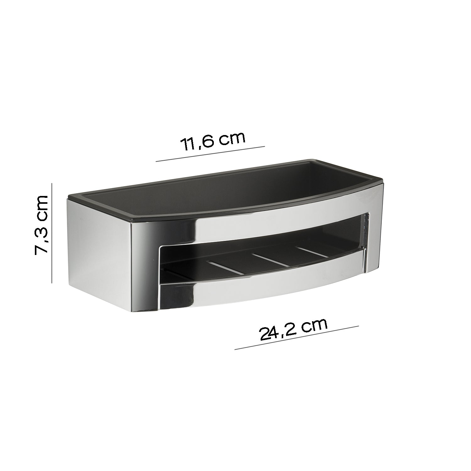 Portaoggetti doccia rettangolare modello Zante di Gedy in Cromall e ABS - Cromato/Nero by CeramicStore | Lo specialista del tuo bagno