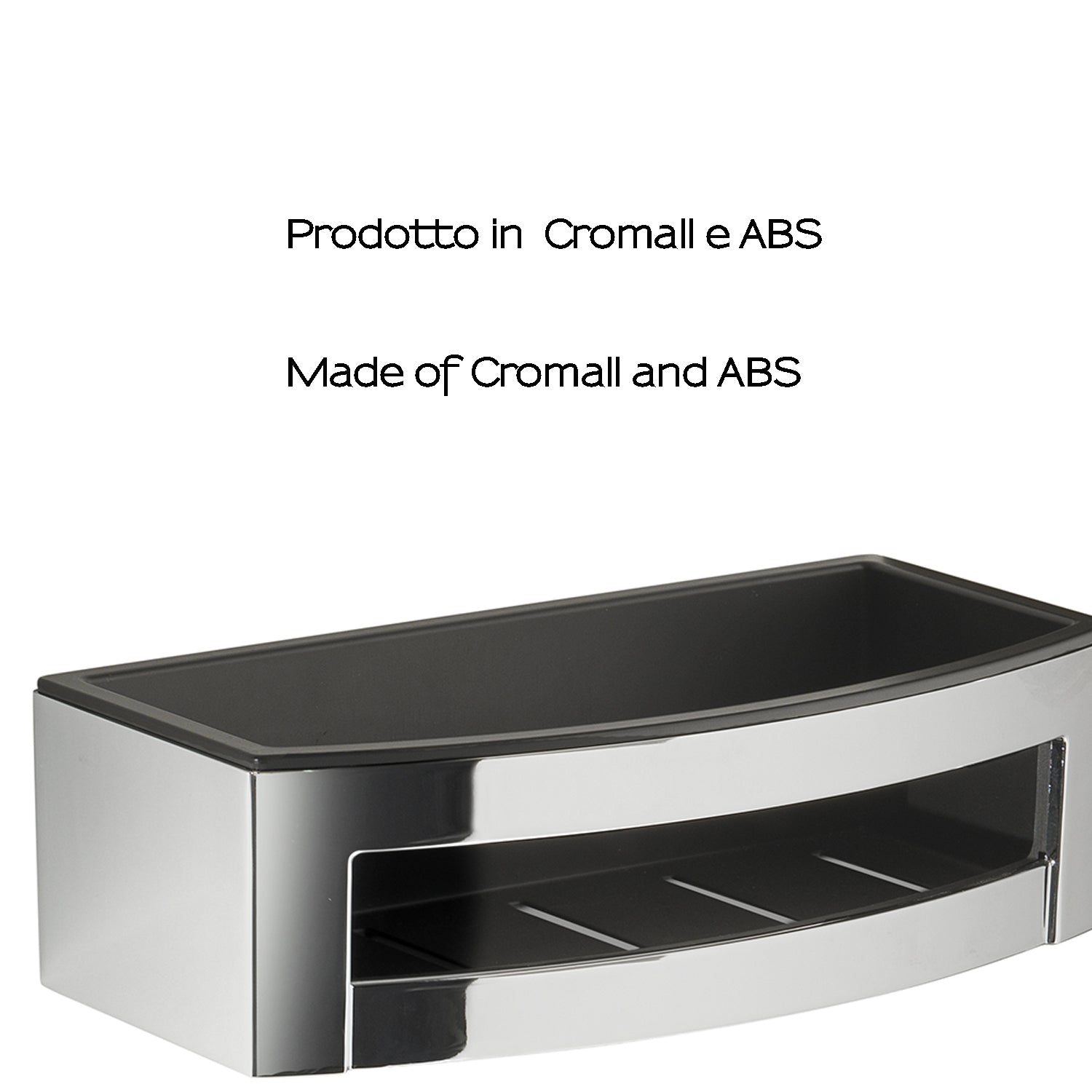 Portaoggetti doccia rettangolare modello Zante di Gedy in Cromall e ABS - Cromato/Nero by CeramicStore | Lo specialista del tuo bagno